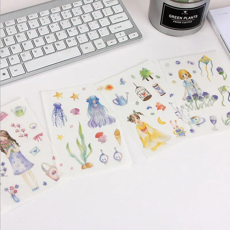 

4 pcs/lot Girls series sticker DIY decoration diary album stickers package scrapbooking planner label stickers
