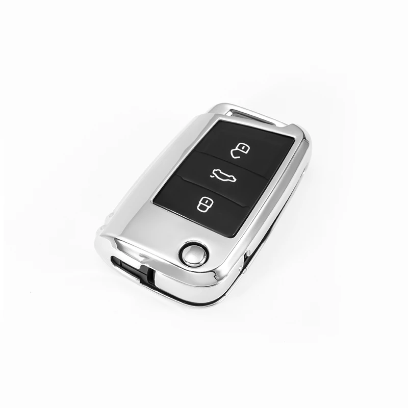 B-silver Мягкий чехол для ключей автомобиля из ТПУ для Volkswagen для VW TIGUAN Golf 7 для Skoda Octavia, защитный чехол для ключа автомобиля, аксессуары - Название цвета: B-silver