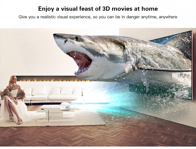 CRENOVA Newest Full HD 1080P Android Projector 6000 Lumens Android 7.1.2 OS Video Projector Support 4K Dolby 2G 16G Beamer