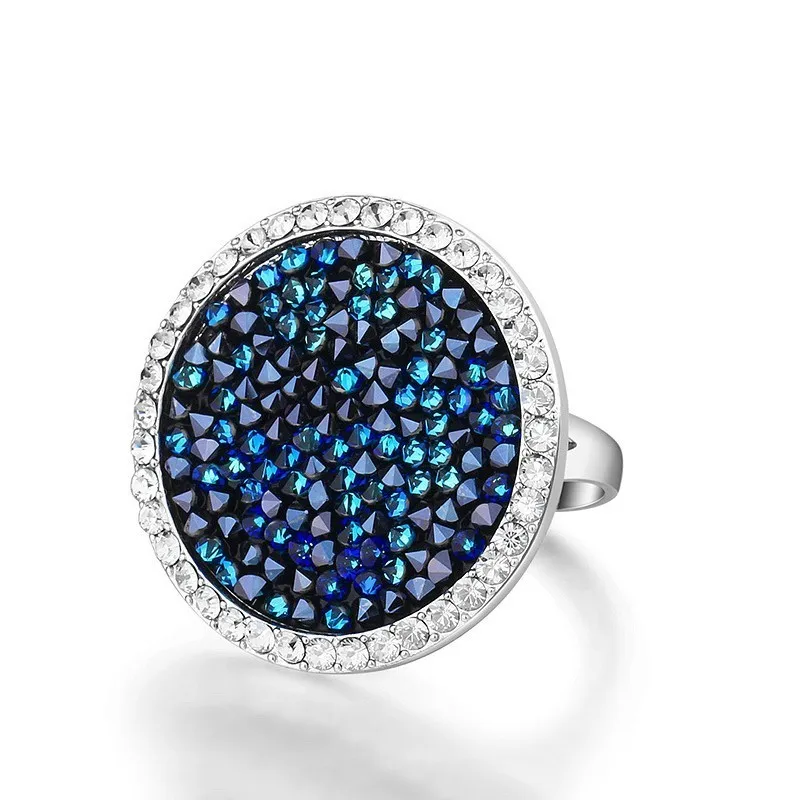 Malanda Новая мода благородные кристаллы от Swarovski кольцо Роскошные романтические круглые кольца для женщин вечерние свадебные украшения лучший подарок - Цвет основного камня: blue