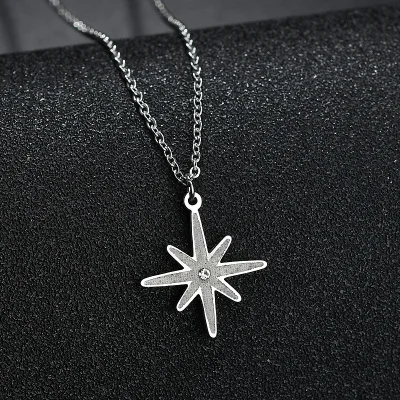 Silver YUKAM минималистичные Хрустальные Стразы золотое Северное ожерелье с кулоном в виде звезды для женщин матовые нержавеющая сталь лучшие друзья BFF ожерелья - Окраска металла: Silver