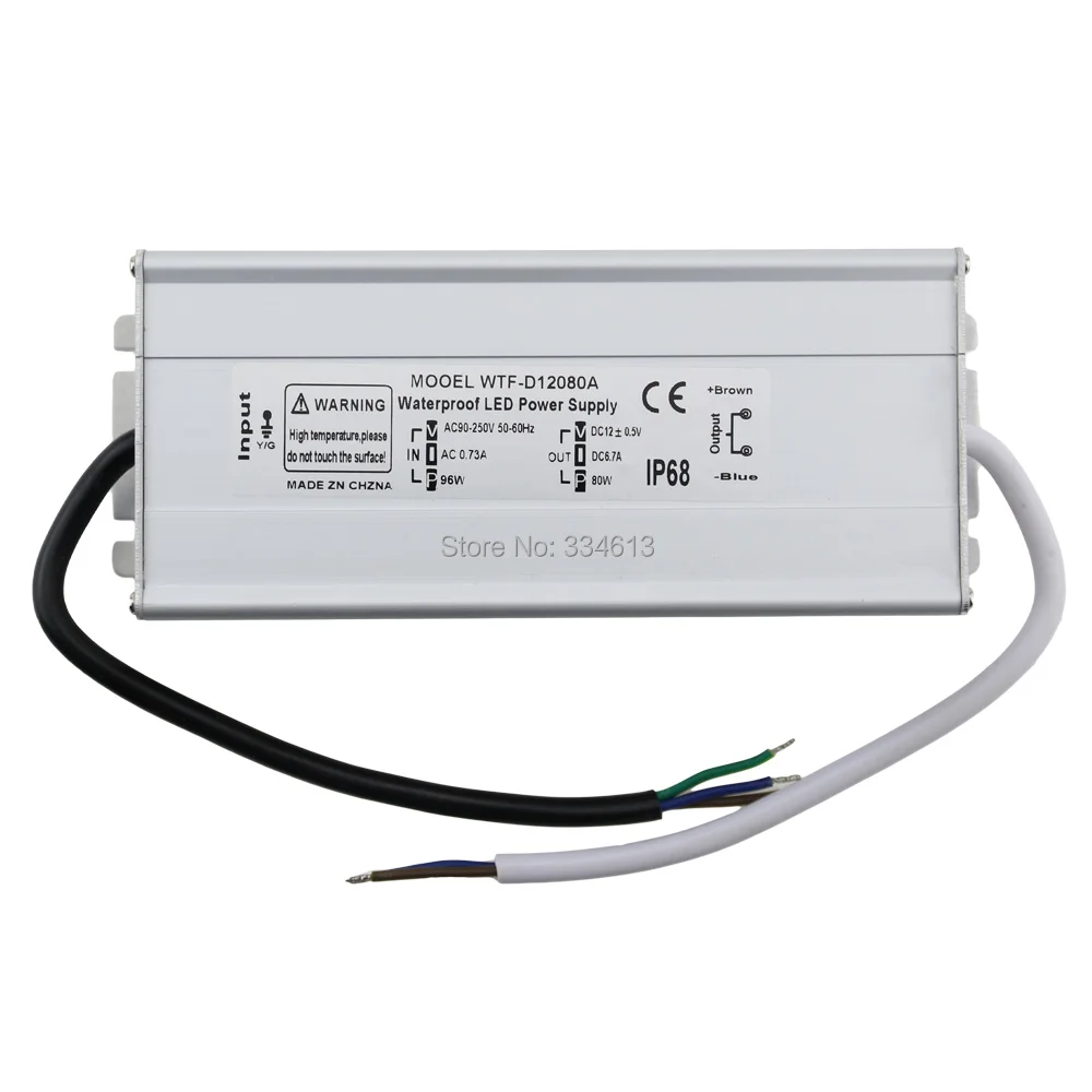 80 Вт DC12V электронный светодиодный драйвер постоянной Напряжение Питание IP68
