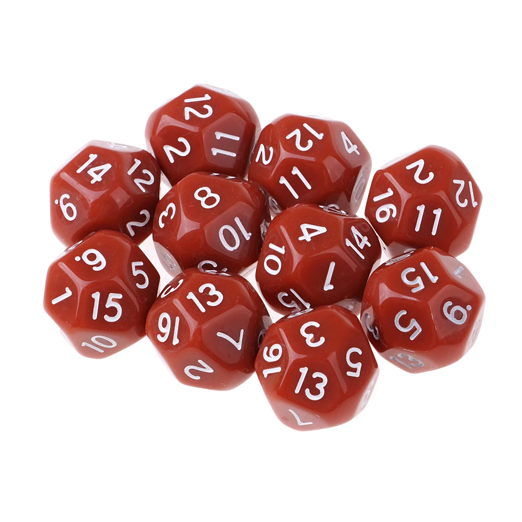 10 шт 16 Двусторонняя D16 Акриловые Игральные Кости настольная игра аксессуар игрушки для DND MTG трпг «Подземелья и Драконы» образование или школьных принадлежностей