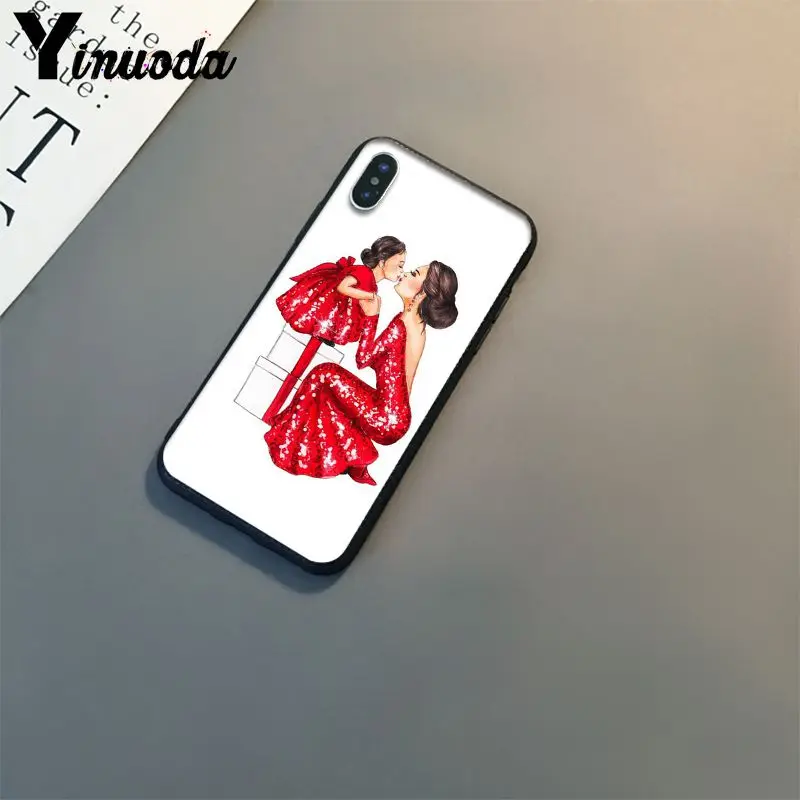 Yinuoda Модный чехол для телефона с коричневыми волосами мамы и дочки iPhone X XS MAX 6 6S 7