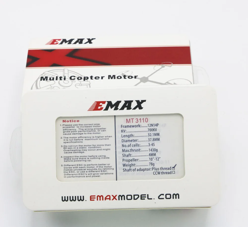 EMAX бесщеточный двигатель MT3110 700KV KV480 Plus с резьбой CW CCW Для мультикоптера RC FPV|Детали
