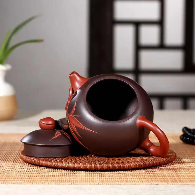 Из фиолетовой глины двойной цвет Xishi/бамбуковый лист завод Gu Pengcheng цена чайника и чайника