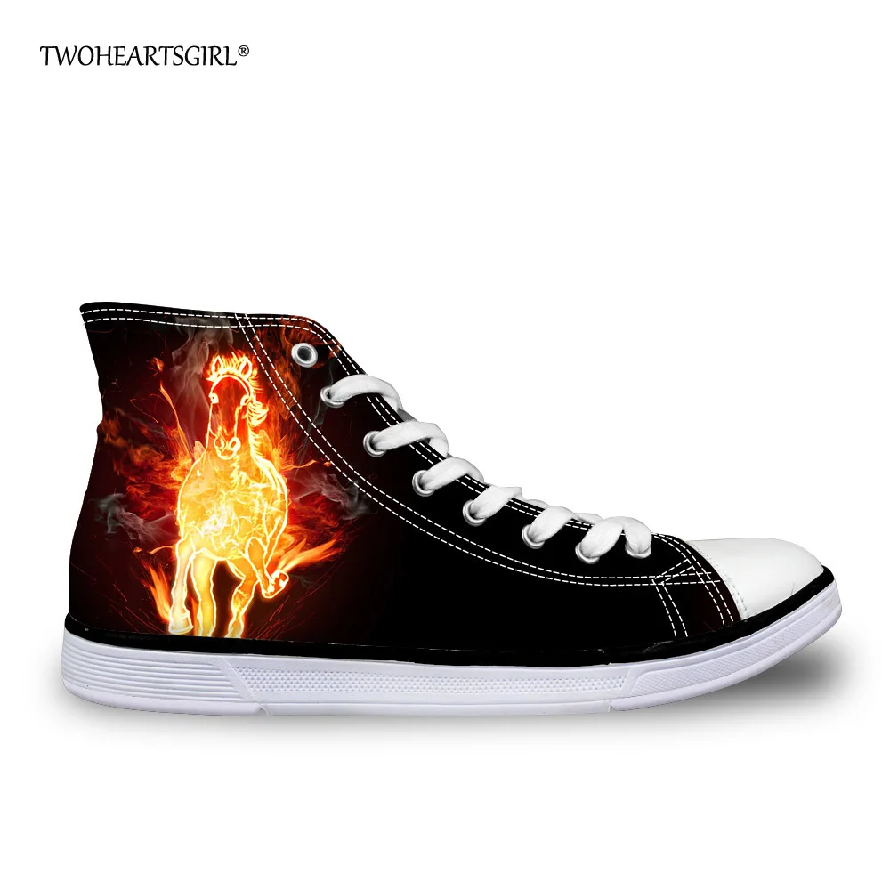 

Twoheartsgirl Fashion Crazy Horse Canvas Shoes Flat High Top Street Walking Shoes Casual Women's Vulcanize Shoes Ankle Shos