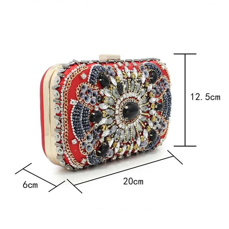2017 женский роскошный клатч с бисером красный ручной для уживечерние Свадебный