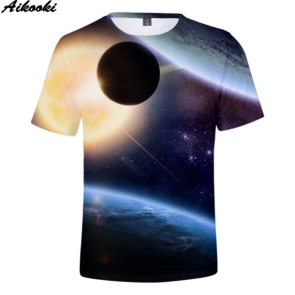 Hot sale Sky stars 3D print short sleeve t-shirt Boy/Girl Summer Tee Fashion Personality O-neck Breathable top Plus size 4XL | Мужская