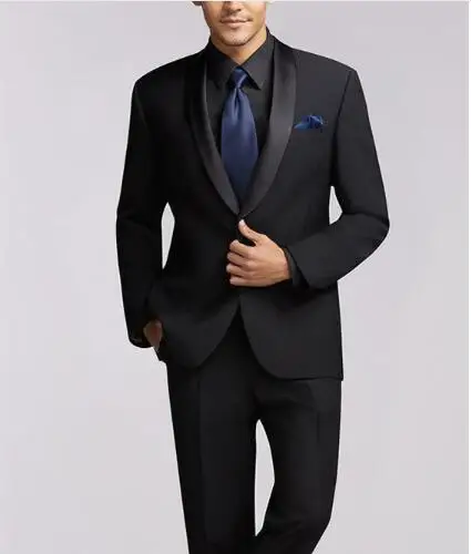 Мужской свадебный костюм на заказ, черный пиджак + брюки, вечерние смокинги для жениха, пиджак для выпускного вечера