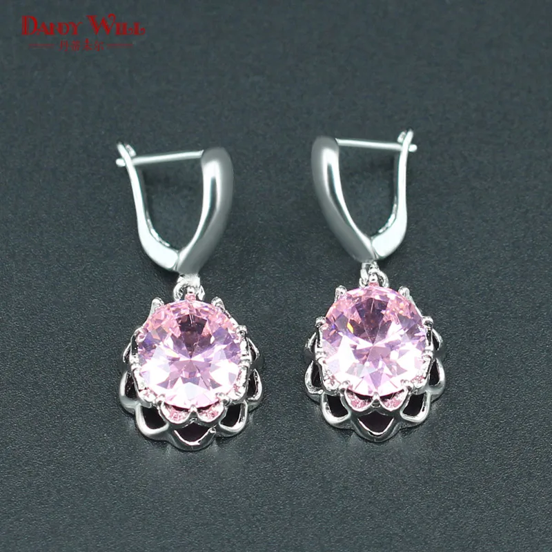 Hot Sale Pink Bridal Jewelry Sets For Women Gift 925 Silver Color Necklace/Earrings/Pendants/Bracelet/Ring Free Shipping | Украшения и