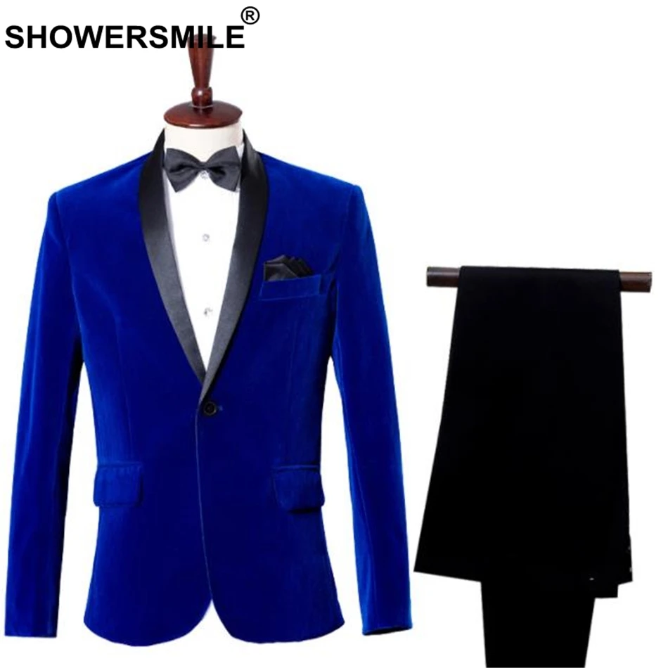 SHOWERSMILE костюм из 3 предметов, мужской пиджак, бархатный бордовый Свадебный Мужской костюм жениха, приталенный красный пиджак+ брюки+ галстук-бабочка