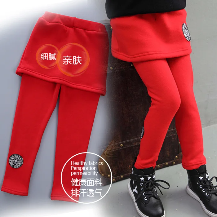 Зимние Бархатные леггинсы с маркировкой для девочек два эластичных теплых брюк