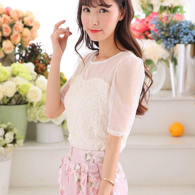 

Princess sweet lolita Uncle Flower Bud silk shirts pure color transparent gauzesleeves render unlined upper garment UF103