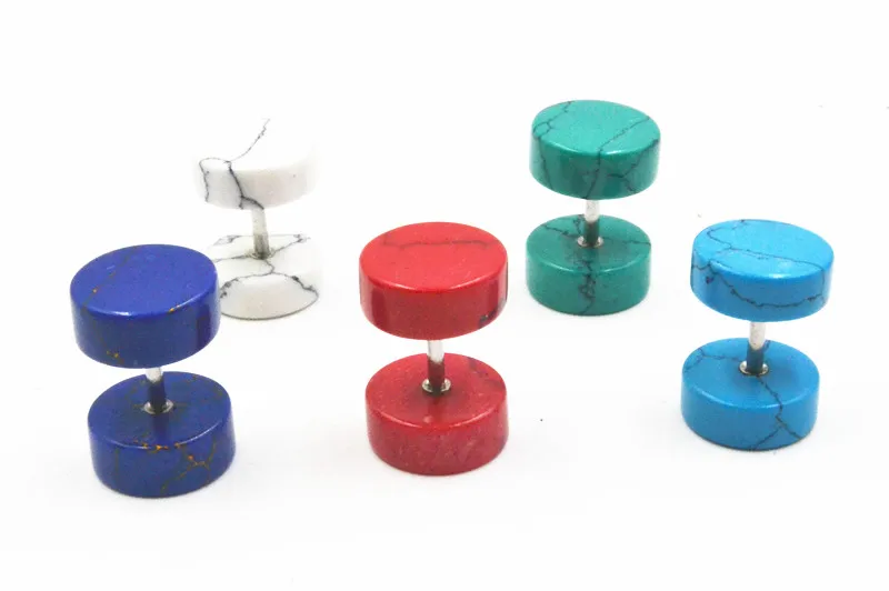 Бесплатная доставка, партия 50 шт., поддельные затычки для ушей из натурального камня, иллюзионные туннели для ушей, гвоздики для ушей 8 мм, украшения для тела