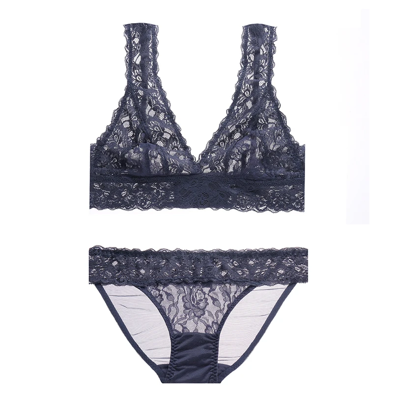 Комплект женского кружевного нижнего белья с прозрачными трусиками|bra set transparent|bra
