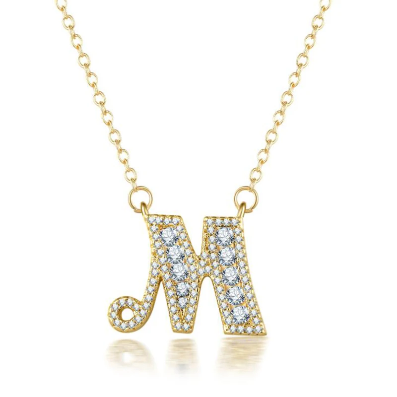 Розовый Роскошный кулон с названием 26 алфавита Banny женское ожерелье золотого