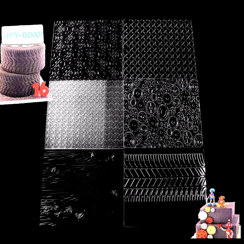 Набор текстурных листов из 6 разных насадок для украшения печенья скрученного