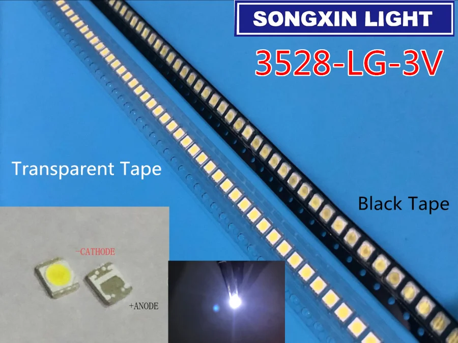 50 шт./лот 3528 2835 3V SMD светодиодные Бусины 1 Вт LG холодный белый лм для ТВ/ЖК подсветки