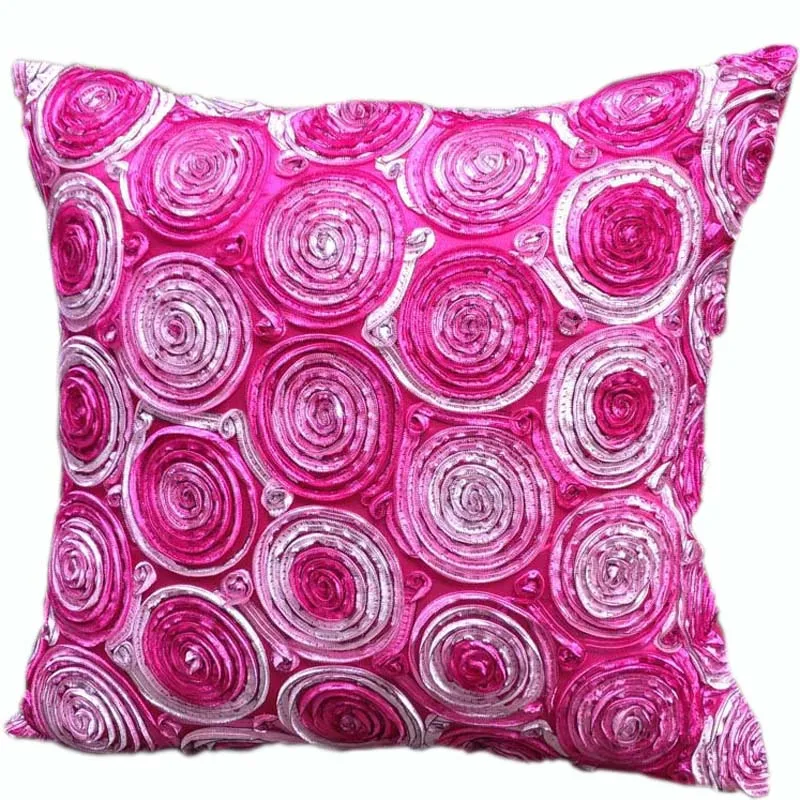 Розовый декоративный чехол для подушки с вышивкой Fuschia наволочка дивана и кресла