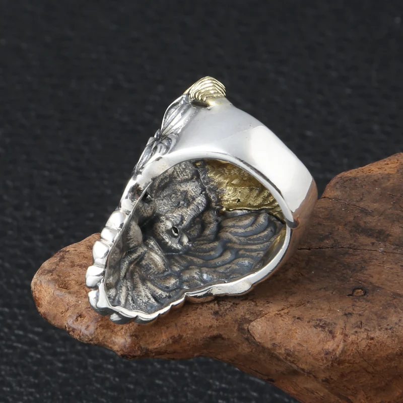 Capricorn Pan Ring faun 100% реальная фотография серебряные ювелирные изделия мужские
