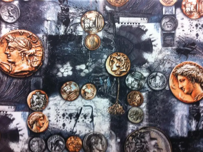 print patchwork fabric cotton tulle knit coin painting paintings coins pattern printf | Дом и сад