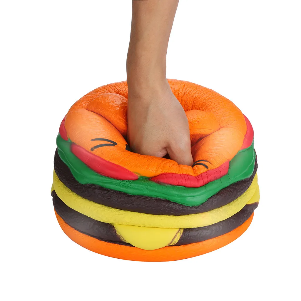 Сжимаемые игрушки Kawaii Jumbo Hamburger Cat Spuer медленно растущий крем ароматизированные