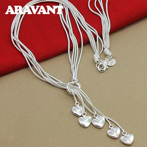 925 серебряные ожерелья в форме сердца, цепочка для женщин, модные ювелирные изделия