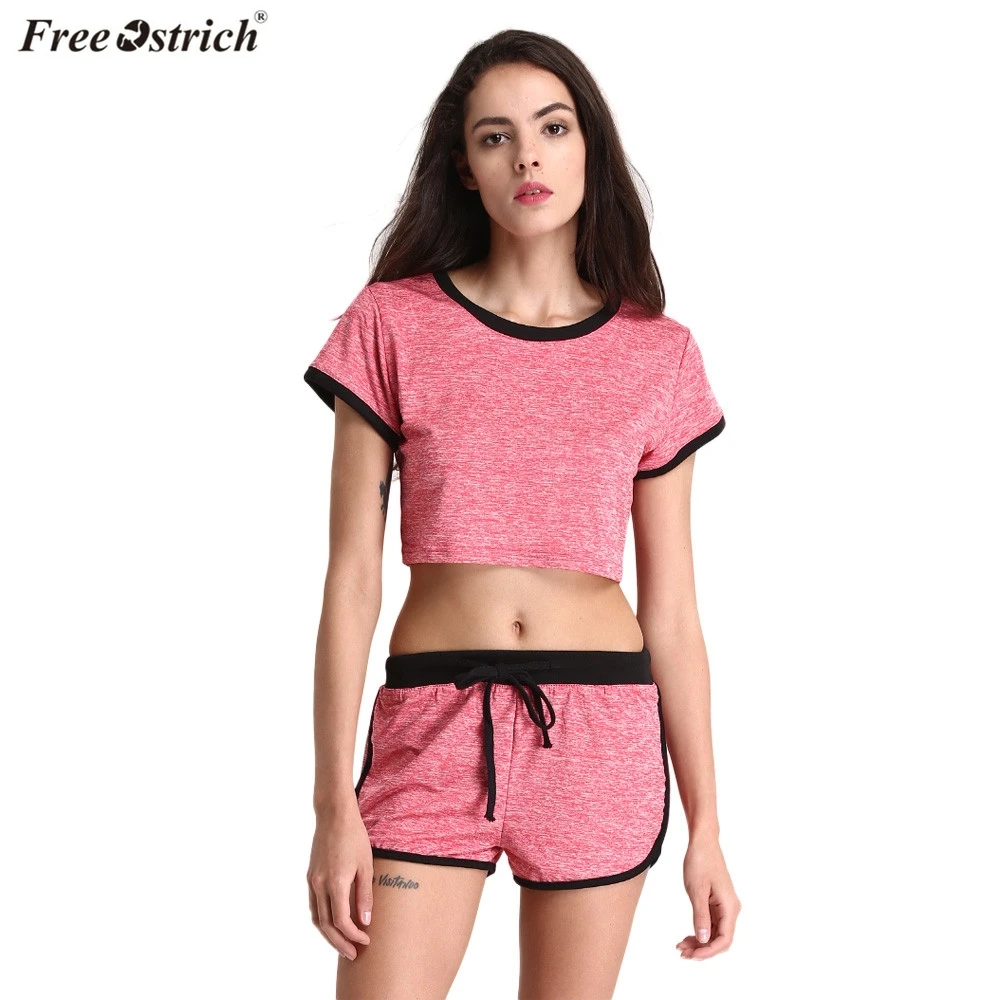FREE OSTRICH Women Casual Athletic Gym Fitness Loose shorts Set pant suits for women 2 piece sets 2019 FEMME|Спортивные костюмы| |