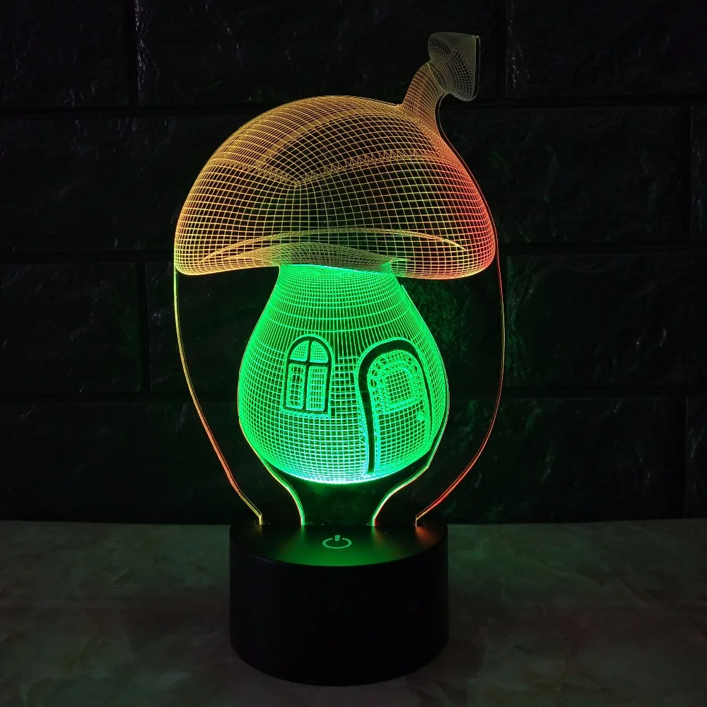 Новая кавайная 3D лампа гриб USB Ночник светильник смешанный цвет настроение
