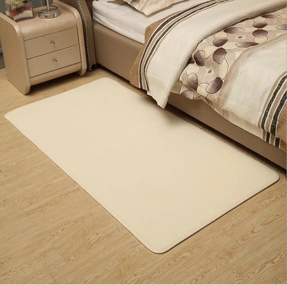 

50cmx160cm Solid Thick Coral Velvet Bed Bedside Carpet Non-slip Yoga Mats Rectangle Rugs For Beding Room 2017