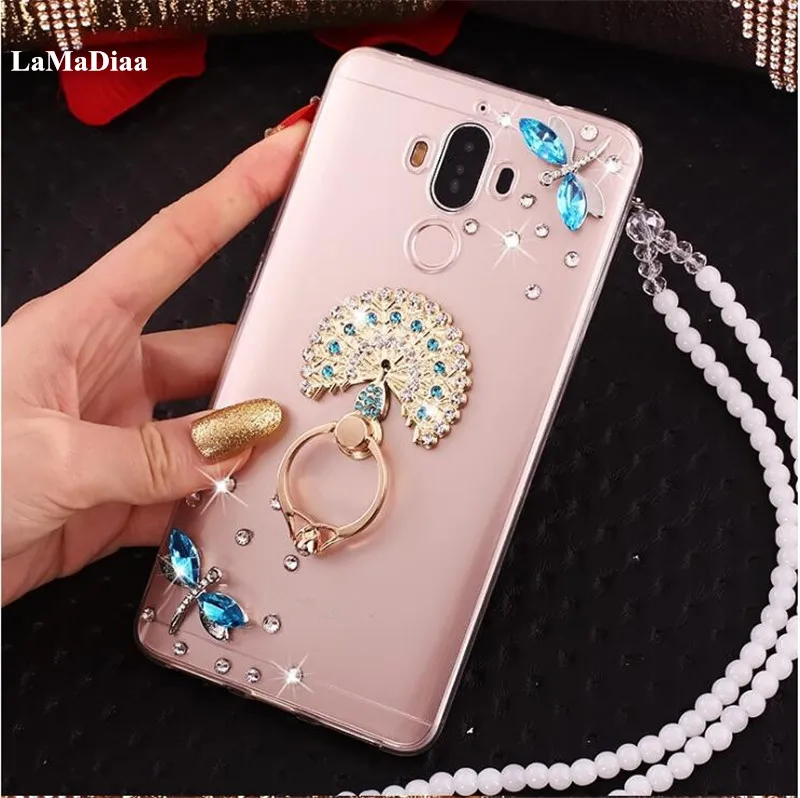 For xiaomi Redmi8 7 5A 6A MAX3 Note8 6 Pro Cute girls Bling Diamond phone case with finger ring lanyard hand Rope handmade DIY |