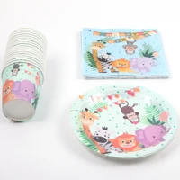 60pcslot safari party paper cup plate napkins disposable tableware baby shower animal birthday party supply kid boys favor