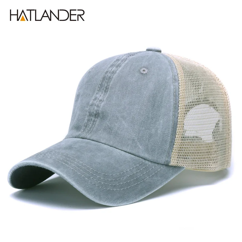 GREY HATLANDER, повседневные однотонные бейсболки, сетчатая Кепка для грузовика, уличная летняя кепка от солнца, сетчатая Кепка gorras chapeau, регулируемая хлопковая кепка snapback - Цвет: GREY