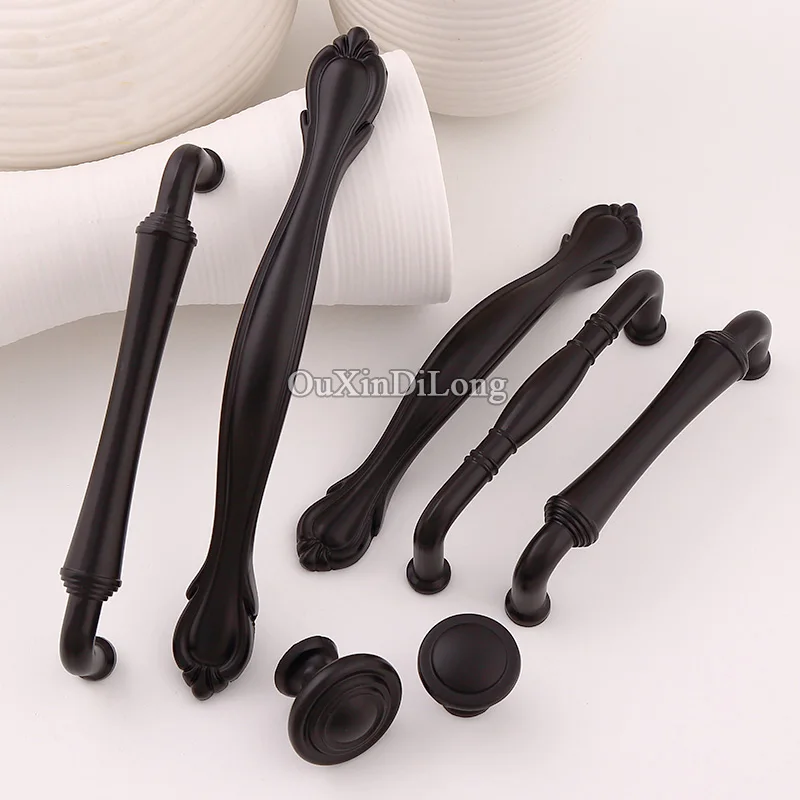 

Black 10PCS European Modern Kitchen Door Furniture Handles Cupboard Drawer Wardrobe Cabinet Pulls Handles and Knobs