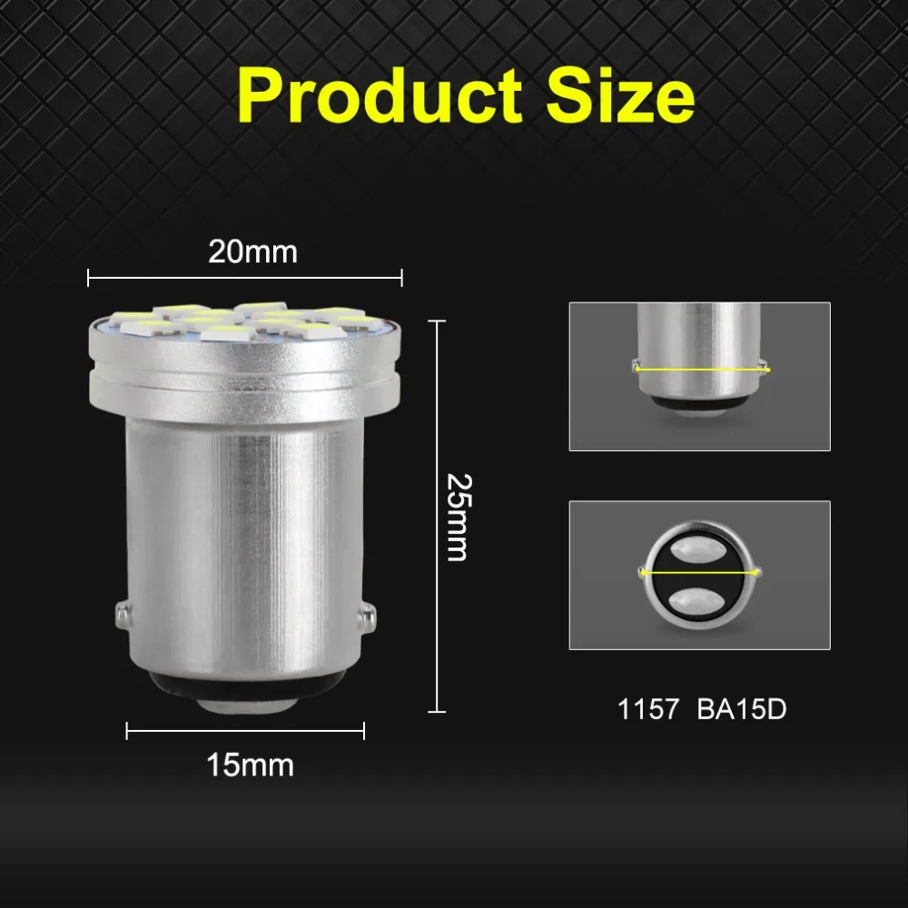 2 шт. 1157 BA15D светодиодный 12SMD 3030 автомобиля лампы авто задние тормоза светильник