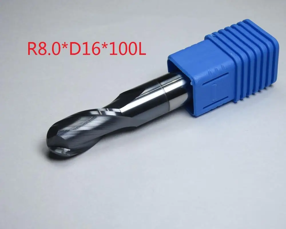 CAB2-R8.0-45 1PC HRC45 Carbide Ball Nose End Mills CNC machine ballnose milling cutter Diameter 1mm 4mm 6mm 10mm 16mm 20mm 45HRC freeshipping - Cutting Edge Length: CAB2-R8.0-45