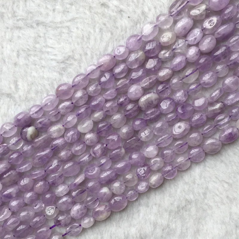 Wholesale Natural Genuine Purple Lavender Amethyst Nugget Free Form Fillet Irregular Pebble Beads Fit Jewelry 6x8mm 15" 05682