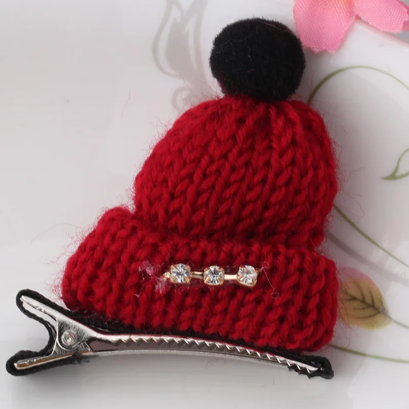 Новинка зимние милые аксессуары для волос маленькая шерстяная шапка ручной