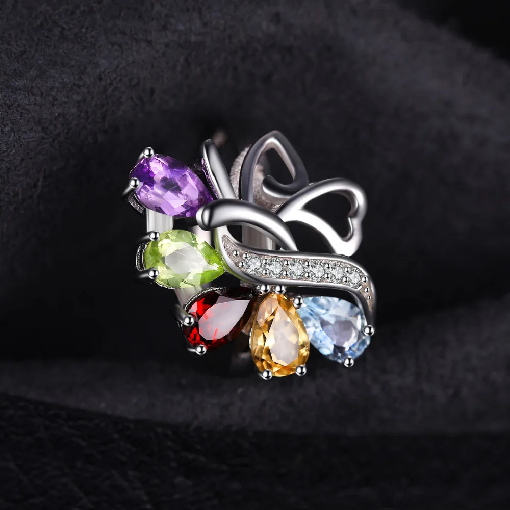Jewelrypalace 2.5ct натуральная Аметист гранат перидот Топаз Кольцо рок кварца твердой