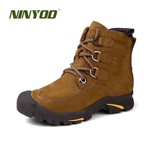 NINYOOизносостойкие мужские зимние ботинки; зимние ботинки из натуральной кожи; Водонепроницаемая уличная зимняя обувь до щиколотки; Мужская обувь против холода; большие размеры 48, 49