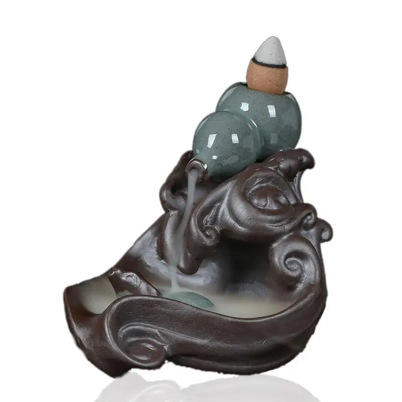 

Backflow Incense Burner Smoke Waterfall Incense Stick Holder Ceramic Censer Ornament Mountain River Handicraft Incense Holder