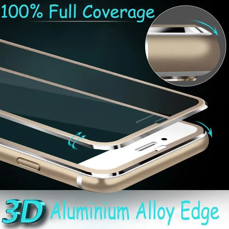 Закаленное стекло для iphone 8 6 6S 7 Plus 5 5S SE полная защита экрана 3D алюминиевый сплав