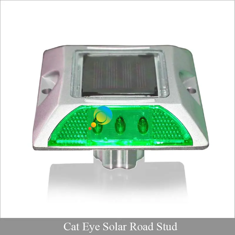 New arrival green LED cat eye road marker 3M reflector solar powered flashing  road stud