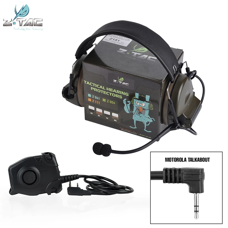 Motorola Talkabout Z-Tactical Z-TAC Softair Comtac II Peltor Наушники Без функции шумоподавления с PTT Push To Talk гарнитура адаптер - Color: Motorola Talkabout