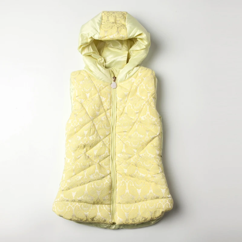 2016 Осень-Зима Дети Жилет Марка Капюшоном Девушки 3-8 Лет Теплый Одежда для