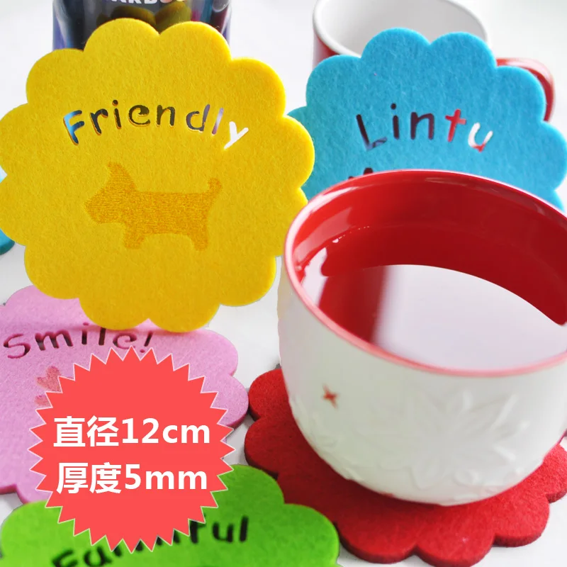

Creative Big Felt Water Absorbent Cup Placemat Cloth Art Tea Cup Pad Antiskid Pot Pad Heat Insulation Water Cushion 6 Colors