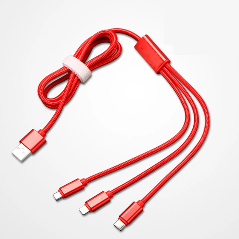 3 в 1 USB телефонный кабель для iPhone Type C Micro 3A провод быстрой зарядки Samsung Xiaomi