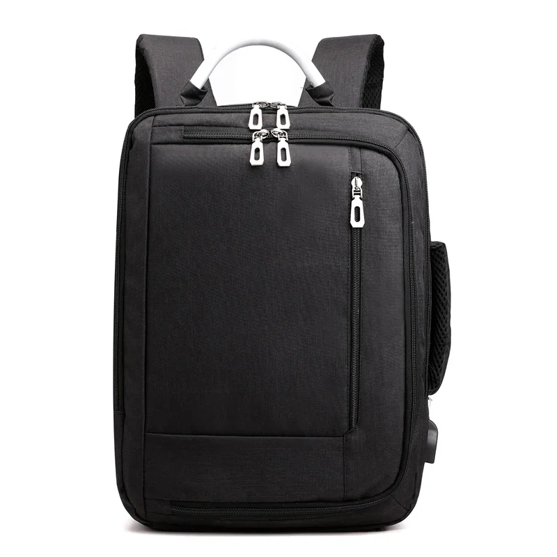 Черный Men Backpack 15.6-inch Laptop Bag Large Capacity Multi-layer USB Charging Waterproof Business Leisure Travel Youth Backpack - Цвет: Черный