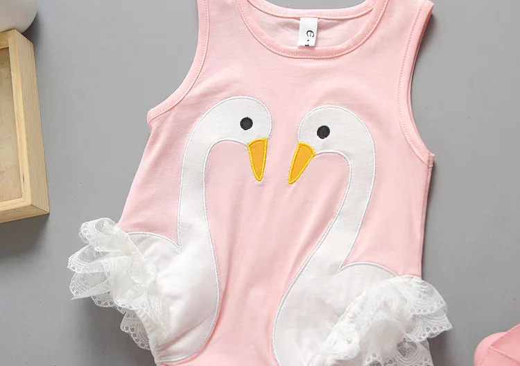 4 Pcs/Lot Free shipping 2017 Summer New Baby Clothing Girl Swan Siamese Clothes Cotton Climbing clothes | Детская одежда и обувь